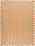 SAFAVIEH 8x10 Area Rug - Natural Fiber Collection - Large - Natural & Light Blue, Handmade Jute, Ideal for Living Room, Bedroom, Dining Space (NF896L)