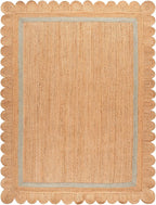 SAFAVIEH 8x10 Area Rug - Natural Fiber Collection - Large - Natural & Light Blue, Handmade Jute, Ideal for Living Room, Bedroom, Dining Space (NF896L)