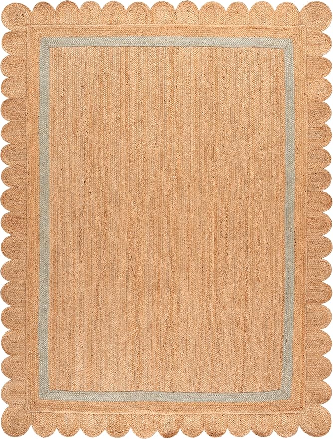 SAFAVIEH 9x12 Area Rug - Natural Fiber Collection - Large - Natural & Light Blue, Handmade Jute, Ideal for Living Room, Bedroom, Dining Space (NF896L)