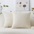 Home Brilliant Cream Throw Pillows Covers 16x16 Striped Velvet Square Pillow Covers Spring Decorative Set of 2, 40cm, 16 x 16 Inch, Cream Cheese