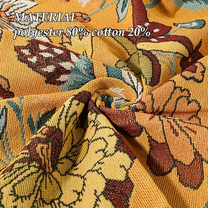 Snycler Boho Throw Blanket for Bed 50 * 60inch Woven Blanket Cotton Polyester Farmhouse Decor for Indoor Outdoor Sofa Bedroom Garden，All Season(Yellow)
