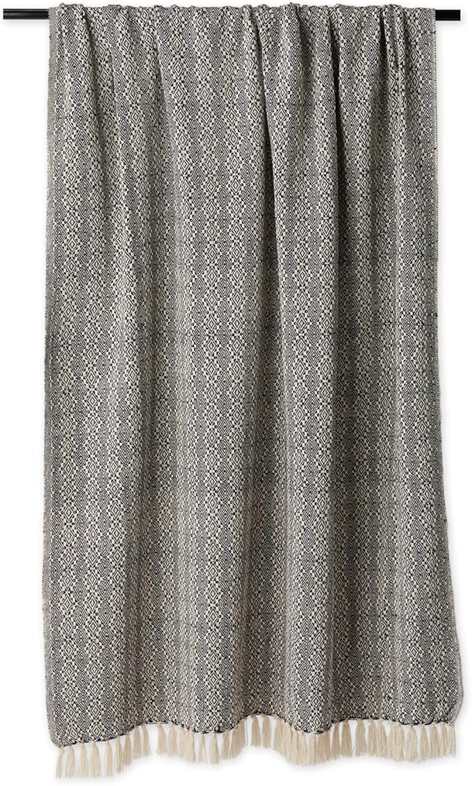 DII Diamond Stitch Woven Throw, Organic Modern, 50 x 60, Navy