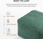 Anji Mountain Pouf Ottoman Foot Rest, Handmade Ottoman Pouf, Comfortable Foot Stool, Decorative Floor Seating for Living Room Decor, Bedroom & Home Décor Accent - Sage