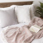 DII Modern Zig Zag Throw Blanket Woven Cotton, Hand-Knotted 2.5" Fringe, 50x60, Cinnamon