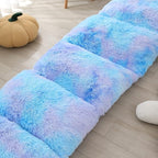 Mengersi Velvet Floor Pillows,Faux Fur Tie Dye Pillow Bed Floor Lounger Cover,Sleeping Mat for Kids Teen Toddler,Pillow Lounger for Reading Playing Games Party,Requires 5 Pillows(Queen,Blue)