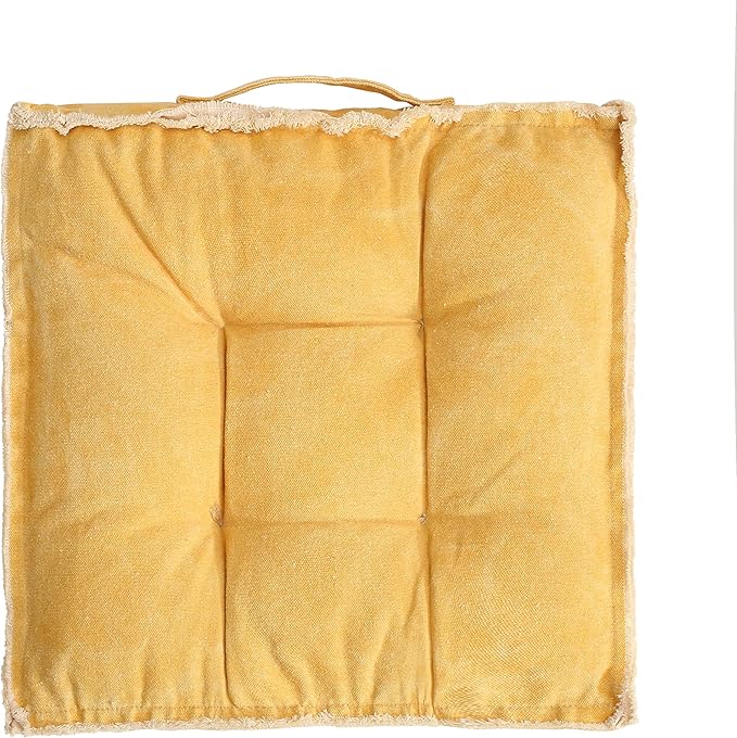 Verpert Square Thick Floor Seating Cushions,Solid Thick Tufted Cushion Meditation Pillow for Sitting on Floor,Tatami Pad for Guests or Kids Reading Nook, Yoga Living Room Sofa Balcony Outdoor(Yellow)