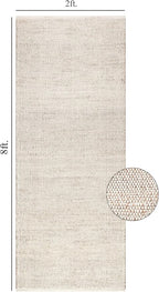 S & L Homes Jute Cotton Hand Woven Natural Farmhouse Area Rug for Living Room Bedroom Kitchen Hallway Entryway- Rustic Vintage Bohemian Decor - (2' x 8' Natural)