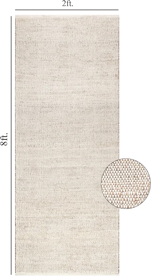 S & L Homes Jute Cotton Hand Woven Natural Farmhouse Area Rug for Living Room Bedroom Kitchen Hallway Entryway- Rustic Vintage Bohemian Decor - (2' x 8' Natural)