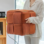 Ottoman Foot Rest Soft and Comfortable Ottoman Square Corduroy Woven Design Sofa Stool (Orange)
