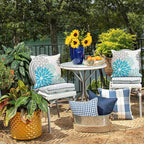 DFXSZ Outdoor Waterproof Summer Pillow Covers 18x18 Set of 2 Blue Floral Decorative Pillowcase for Patio Furniture 01S18