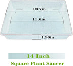 Square Plant Saucer 14 Inch 2 Pack 8 12 14 16 18 20 Plant Trays for Pots Heavy Duty Plastic Plant Saucers for Indoors Outdoors, Flower Pot Plant Drip, Extra Lager No Holes Plant Tray