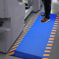 FEATOL Anti Fatigue Mat Industrial, Ergonomic Standing Floor Mat for Work for Stand -Safety Support for Leg & Back Pain(Blue with Yellow Border, 20" x 59", 2PC)