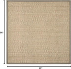 SAFAVIEH Area Rug 8' Square - Natural Fiber Collection - Natural & Grey, Seagrass, Basketweave Pattern with Border (NF114P)