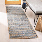 SAFAVIEH Cape Cod Collection Area Rug - 9' x 12' Oval, Natural & Blue, Handmade Flat Weave Jute, Ideal for High Traffic Areas in Living Room, Bedroom (CAP250A)