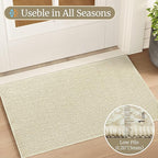 Faux Jute Non-Slip Area Rug, 10x14 Washable Pet-Friendly Floor Mat for Living Room, Bedroom, Entryway, Machine Woven Durable Scratch Resistant Carpet, Cream Beige