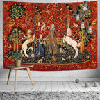 FEASRT Medieval Lady Tapestry Maiden and Unicorn, Large 93x71 Inches Soft Flannelette, for Bedroom Living Room Apartment Dorm