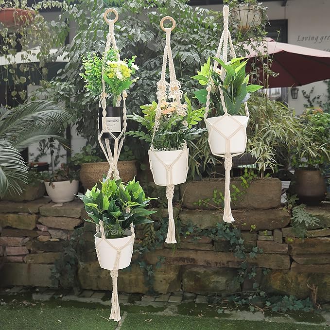 3 in 1 Macrame Kit for Beginners, 3mm x 220yards Cotton Macrame Cord, 3 DIY Macrame Plant Hanger Kits for Adults with Instructions Macrame Supplies Best for Macrame Plant Hanger Kit