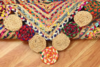 Runner Area Rug - 2.6x4 Feet Multicolor Cape Code Chindi Cotton Jute Rug Geometric Kilim Rug Indoor Outdoor Use Carpet Flatweave Rugs for Bedroom Bedside Runner Kitchen Hallway & Stair