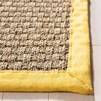 SAFAVIEH Area Rug 3x5 - Natural Fiber Collection - Natural & Gold, Seagrass, Basketweave Pattern with Border (NF114X)