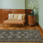 Vintage Runner Rugs for Hallways - 2'6"x10' Wide Kitchen Runners, 10 ft Long Entryway Rug, Botanical Pattern with Flowers and Leaves, Washable Non Slip Low Pile