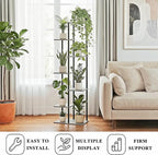 Plant Stand Indoor 7 Tier 8 Potted Metal Wood Plant Shelf, Multiple Flower Pots Corner Tall Plant Holder Stands for Living Room Balcony Bedroom, Oak Grey
