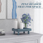 EOSAHR Pine Wood Display Riser for Home Decor – Decorative Pedestal Stand for Displaying Home Decorations, Soap Dispenser, Small Plant Stand - Ideal Boho Chic Decor (Blue)