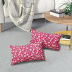 Hot Pink Pillow Covers 12x20 Set of 2 Vintage Floral Rustic Old Style Cute Flower Print Rectangle Decorative Outdoor Pillowcases Seasonal Farmhouse Throw Cushion Case Couch Sofa Bed Decor
