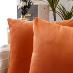 NiNi ALL Decorative Throw Pillow Covers Velvet 24x24 Inch Pack of 2 Orange Cushion Covers Soft for Couch Sofa Bedroom Living Room Outdoor