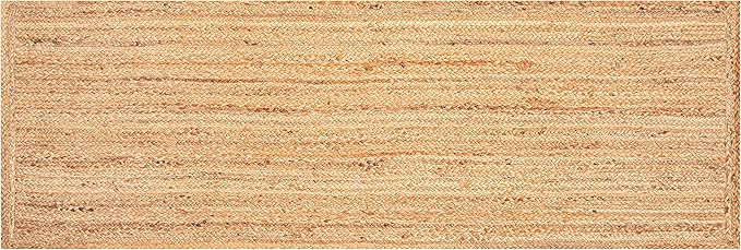 Jute Braided Runner Rug, Natural - 2x6 Feet, Farmhouse Hand Woven Coastal Runners for Hallways, Kitchen, Bedroom, Entry Door | Neutral Boho Beige Floor Carpet for Nursery, Balcony - 24x72 Inches