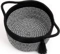 Small Gift Basket Empty to Fill – SweetMemo Mini Cute Woven Rope Organizer Baskets for Gifting, Baby Shower, Desk, Bathroom, Toys – Decorative Soft Bin with Gift Bag & Ribbon – Black Gray