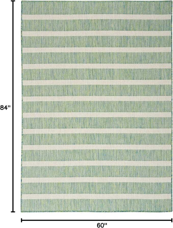 Nourison Home Positano Blue Green Ivory 5' x 7' Area Rug - Easy Clean, Non Shedding, Bed Room, Living Room, Dining Room, Kitchen (5' x 7')