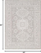 Rugs.com Outdoor Aztec Collection Rug – 5x7 Light Gray Flatweave-Pile Rug Perfect for Living Rooms, Large Dining Rooms, Open Floorplans