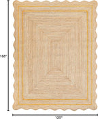 Wave Scalloped Natural Jute Runner - Boho Jute Entryway Rug, Yellow (10'x14')