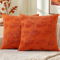 decorUhome Decorative Two Rust Pumpkins Thanksgiving Throw Pillow Covers 18x18 Set of 2, Soft Chenille Jacquard Farmhouse Textured Pillow Covers for Couch Bed Sofa Autumn Harvest Halloween Holiday