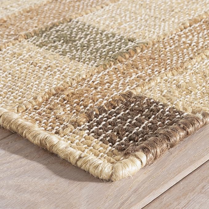 Dash and Albert Mosaic Blue Handwoven Jute Rug, 2 X 3 Feet, Blue/Ivory Geometric Pattern - Premium Luxury Hotel Quality Soft Breathable Hypoallergenic Machine Washable Easy Care All Season