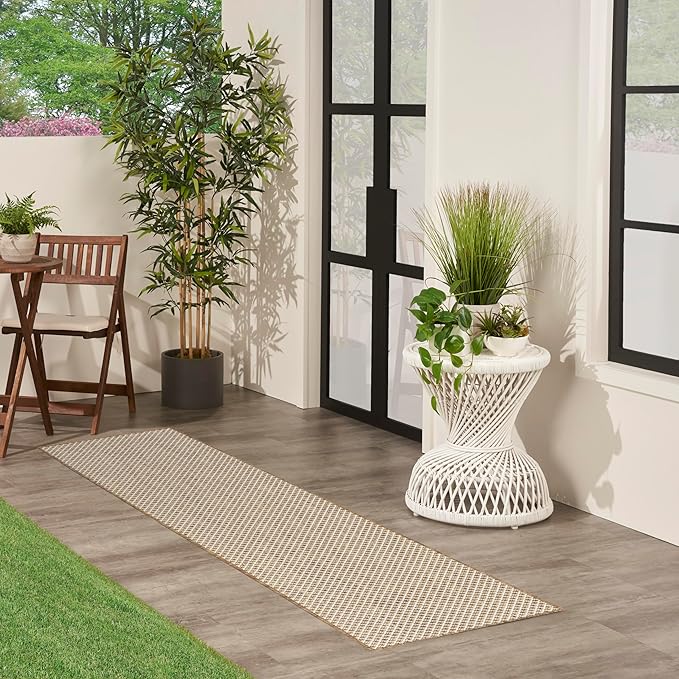 Nourison Home Courtyard Jute Ivory 2'2" x 8' Area Rug - Easy Clean, Non Shedding, Bed Room, Living Room, Dining Room, Kitchen (8' Runner)