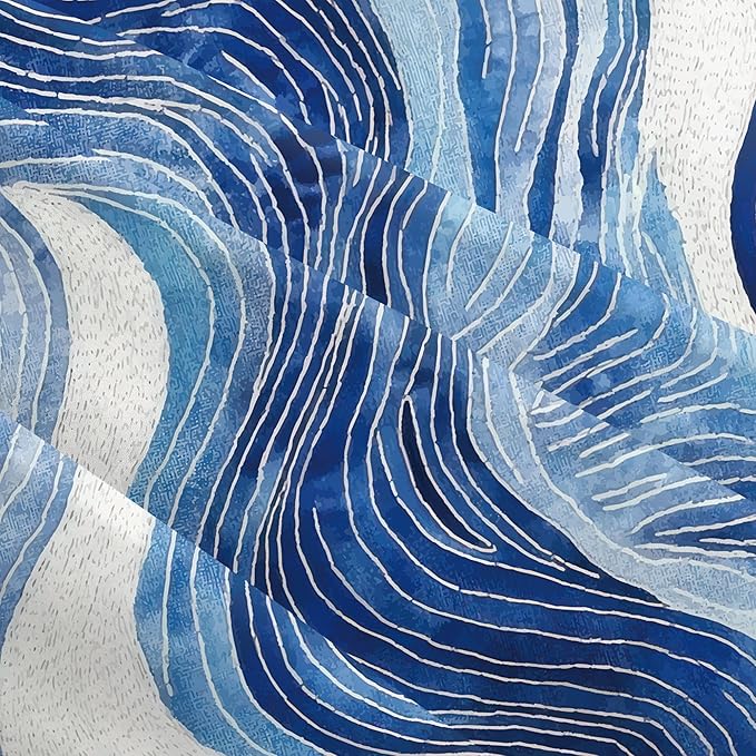 2 Pack Navy Blue and White Waved Throw Pillows Covers 18x18 Inch Decorative Modern Abstract Light Blue White Pillowcases Farmhouse Cushion Covers for Couch Bed Sofa Farmhouse Boho Spring Home Decor