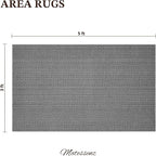 3x5 ft Area Rug - Machine Washable Non-Slip Boho Rug for Living Room, Woven Rug for Bedroom, Dining Room, Home Office - Soft, Lightweight, Stain-Resistant, Soundproof - Grey