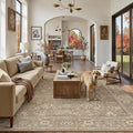 6x9 Area Rug Brown Washable Vintage Carpet Living Room Bedroom Large Non Slip Stain Soft Resistant Low Pile Thin Boho Accent Indoor Throw Rug for Dining Room Office