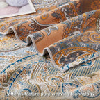 100% Cotton Boho Throw Blanket for Home Decor – Classic Farmhouse Quilt Bedding, Muslin Blankets for Adults, Vintage Woven Decorative Blanket for Couch, Bed Layering Use, Paisley Pattern, 90"x90"