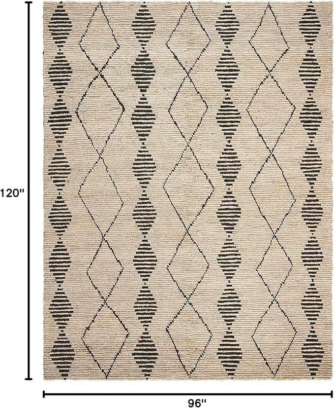 SAFAVIEH Bohemian Collection 8' x 10' Beige / Black BOH703Z Handmade Moroccan Tribal Jute Area Rug