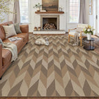 8x10 Easy Jute Outdoor Patio Rug Washable Brown Checkered Large Area Rug for Living Room Lightweight Non Slip No Sheding Carpet Balcony Farmhouse Bedroom Backyard Dining Room Deck
