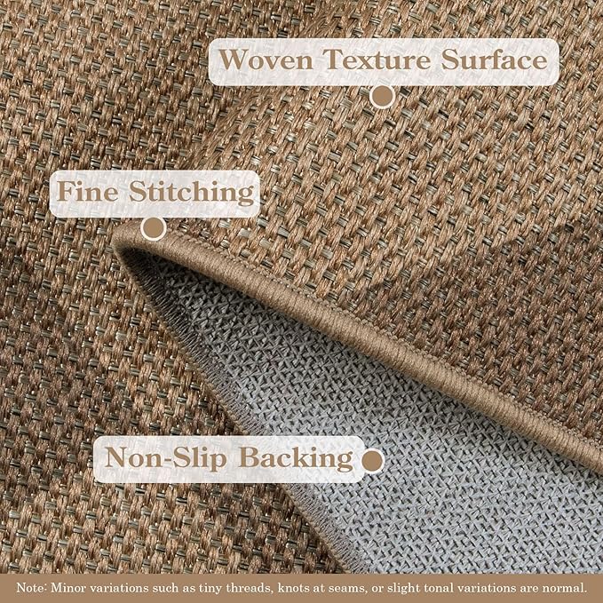 Lanffia Checkered Easy Jute 2x8 Runner Rug, Washable Runner Rug for Kitchen, Nature Indoor Outdoor Runner Rugs for Hallway 8ft Non Slip, Checkerboard Front Door Carpet for Laundry Entryway