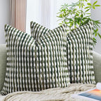 AmHoo Set of 2 Boho Chenille Pillow Cover Decorative Tufted Pillowcase for Couch Bed Sofa Bedroom Living Room Modern 20 x 20-Inch Sage Green