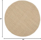 SAFAVIEH Area Rug 8' Round - Natural Fiber Collection - Natural & Beige, Seagrass, Basketweave Pattern with Border (NF114A)