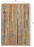 · REDEARTH · Jute Cotton Chindi Area Rug - 2'x3' Rectangular Rug, Handwoven, Non-Shedding, Soft & Durable – Multi Tones for Home Décor in Living Room, Dining Room, Bedroom, Set of 2