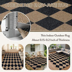 Lahome Colette Checkered Easy Jute Outdoor Rug, 5x7 Area Rugs for Living Room Nature Large Dining Room Carpet, Farmhouse Outdoor Patio Non Slip Diamond Carpet for Home Office Bedroom Backyard Deck