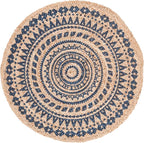 SAFAVIEH Natural Fiber Round Collection 3' Round Royal Blue NF802D Handmade Boho Mandala Braided Jute Area Rug