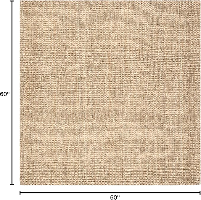 SAFAVIEH Natural Fiber Collection Area Rug - 5' Square, Natural, Handmade Farmhouse Jute, Ideal for High Traffic Areas in Living Room, Bedroom (NF730C)