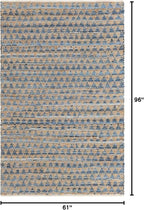 Unique Loom Chindi Jute Collection Area Rug (5' 1" x 8' Rectangle, Navy Blue/ Natural)